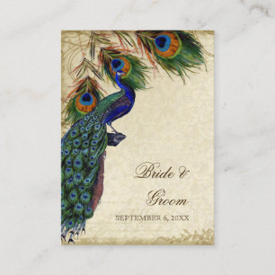 Peacock & Feather Wedding Table Seating Escort Place Card
