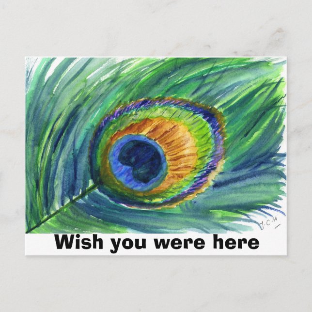 peacock feather, Wish you were here Postcard (Front)