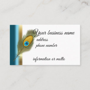 Peacock Feather with Blue and Gold Border Band Business Card
