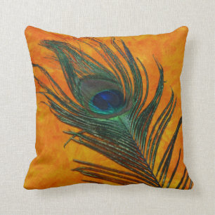 Peacock Feather with Orange Cushion