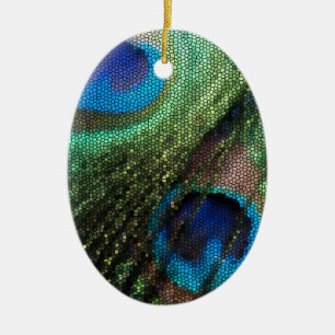 Peacock Feather with Stained Glass Effect Ceramic Tree Decoration