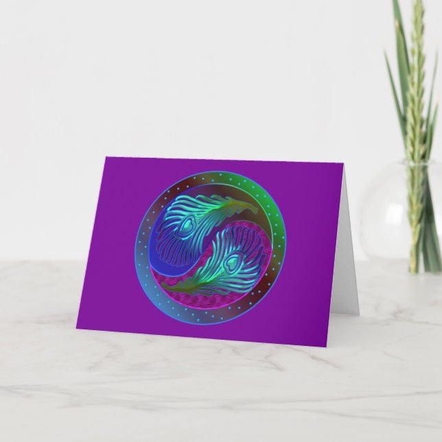 Peacock Feather Yin Yang 5 Card (Front)