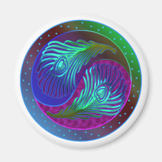 Peacock Feather Yin Yang 5 Magnet