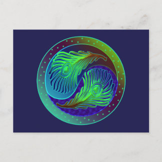 Peacock Feathers 1 Yin Yang Postcard