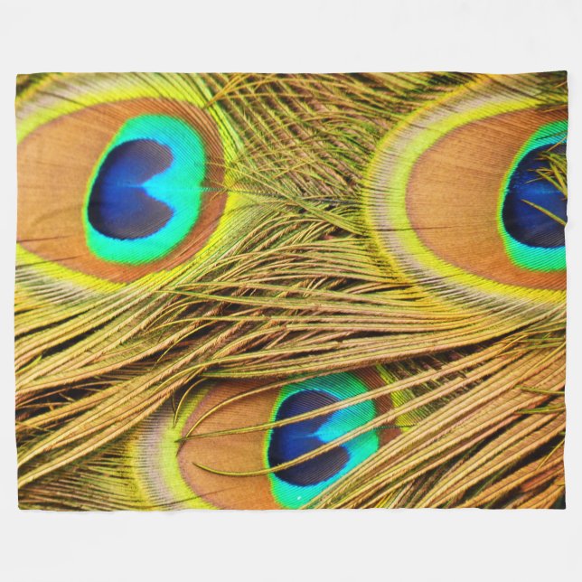 Peacock Feathers 2A Fleece Blanket (Front (Horizontal))