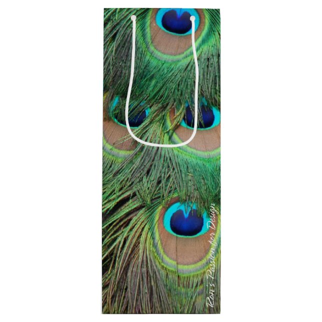 Peacock Feathers 3 Wine Gift Bag (Front)