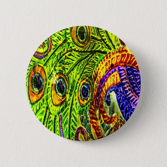 Peacock Feathers 6 Cm Round Badge (Front)