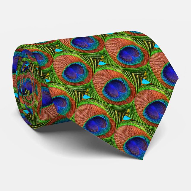 Peacock Feathers 6B Custom Tie (Rolled)