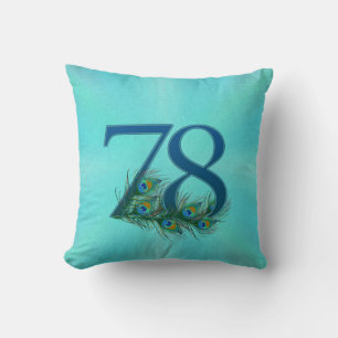 Peacock Feathers 78 Birthday Anniversary Milestone Cushion