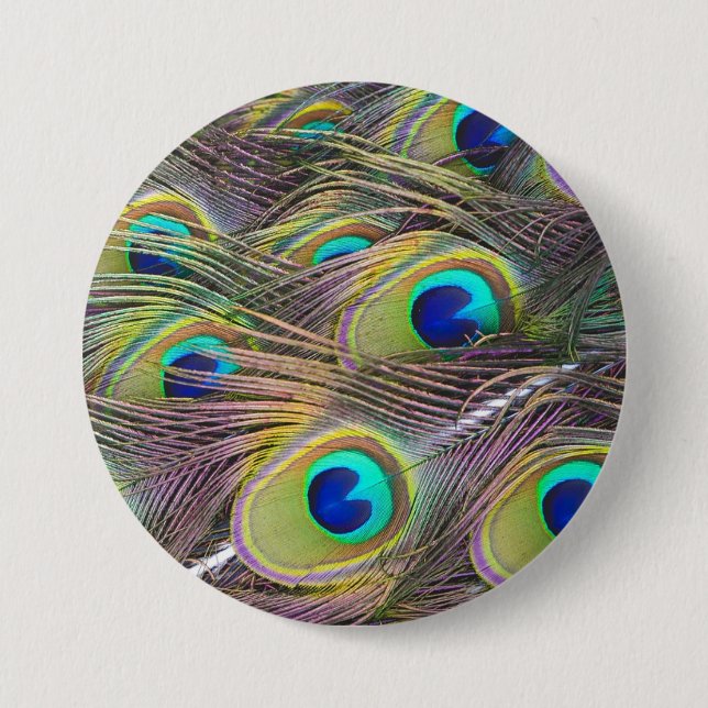 Peacock Feathers 7.5 Cm Round Badge (Front)