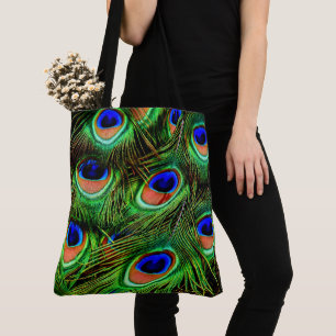 Peacock Feathers 7A-B All-Over-Print Tote Bag
