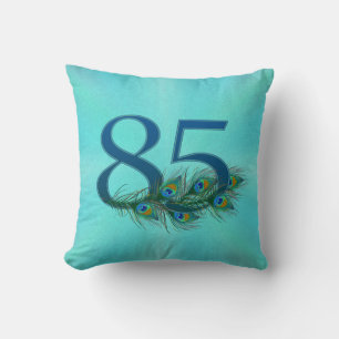 Peacock Feathers 85 Birthday Anniversary Milestone Cushion