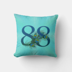 Peacock Feathers 88 Birthday Anniversary Milestone Cushion