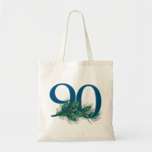 Peacock Feathers 90 Birthday Anniversary Milestone Tote Bag