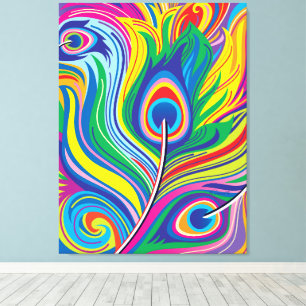 Peacock Feathers Abstract Art Canvas Print