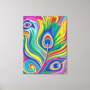 Peacock Feathers Abstract Art Canvas Print