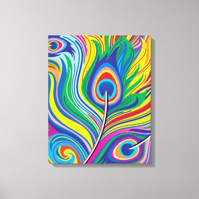Peacock Feathers Abstract Art Canvas Print (Front)