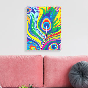 Peacock Feathers Abstract Art Canvas Print