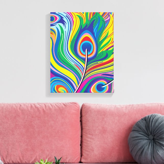 Peacock Feathers Abstract Art Canvas Print (Insitu(LivingRoom))