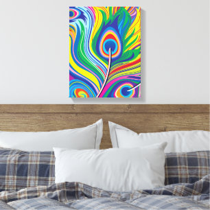 Peacock Feathers Abstract Art Canvas Print