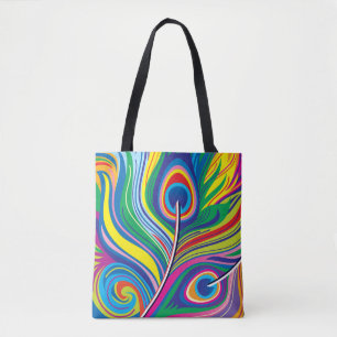 Peacock Feathers Abstract Art Tote Bag