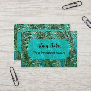 Peacock feathers, abstract - modern business card