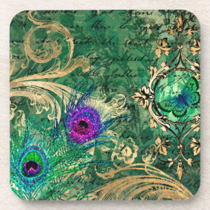 Peacock Feathers and Butterfly Coaster