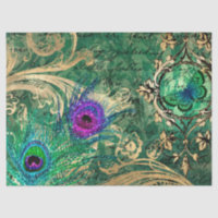 Peacock Feathers and Butterfly Decoupage