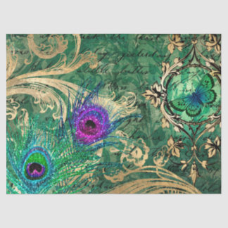Peacock Feathers and Butterfly Decoupage Tissue Paper