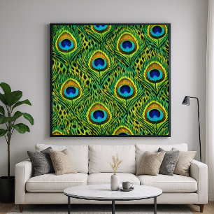 Peacock Feathers Animal Pattern Poster
