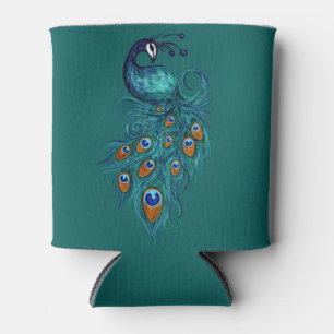 Peacock Feathers Art Can Cooler