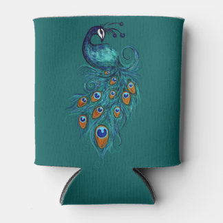 Peacock Feathers Art Can Cooler