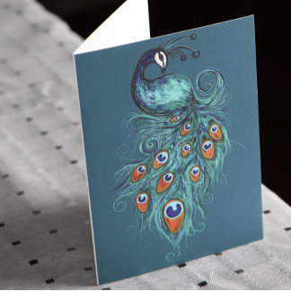 Peacock Feathers Art Card