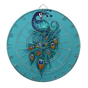 Peacock Feathers Art Dartboard