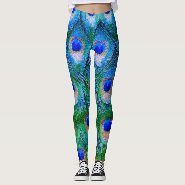 Peacock Feathers Art Leggings (Front)