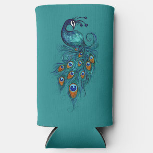 Peacock Feathers Art Seltzer Can Cooler