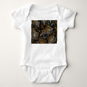 Peacock Feathers: Artistic Freehand Drawing. Baby Bodysuit