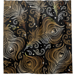 Peacock Feathers: Artistic Freehand Drawing. Shower Curtain