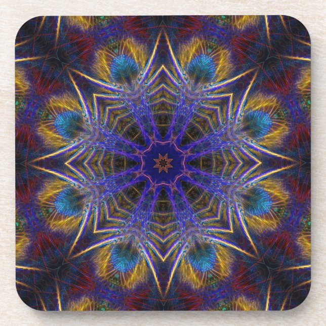 Peacock Feathers Autumn Country Art : Set of Six Coaster (Front)