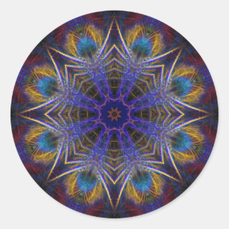Peacock Feathers Autumn Web Purple Blue Classic Round Sticker