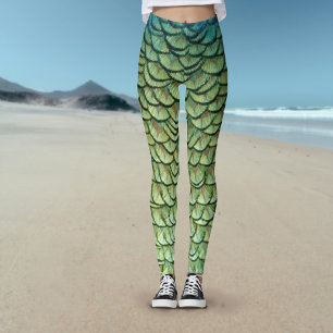 Peacock Feathers Beautiful and Green Leggings