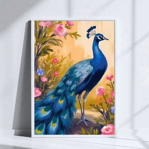 Peacock Feathers Beautiful Floral Animal Poster