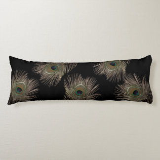 Peacock feathers black body cushion