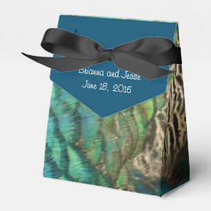 Peacock Feathers Blue and Green Personalised Favour Box
