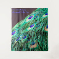 Peacock Feathers Blue Green Purple Desiged Quote