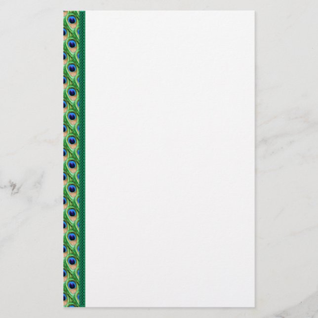 Peacock Feathers Border Stationery (Front)