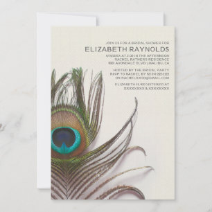 Peacock Feathers Bridal Shower Invitations