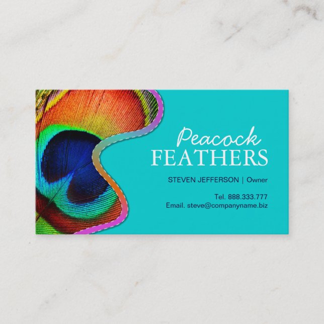 Peacock Feathers Business Cards (Front)
