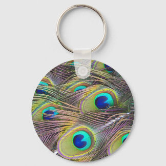 Peacock Feathers Button Keychain