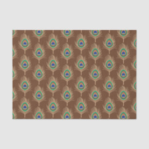 Peacock Feathers, Camel Tan on Chocolate Brown Tissue Paper